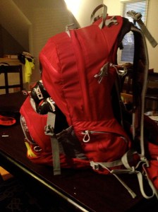 Full back pack complete with cycling gear and laptop!