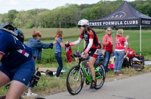 Mom on bike course high fiving me :)